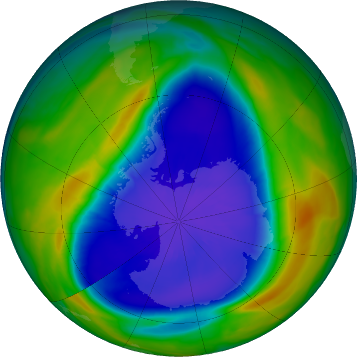 Antarctic ozone map for 17 September 2020